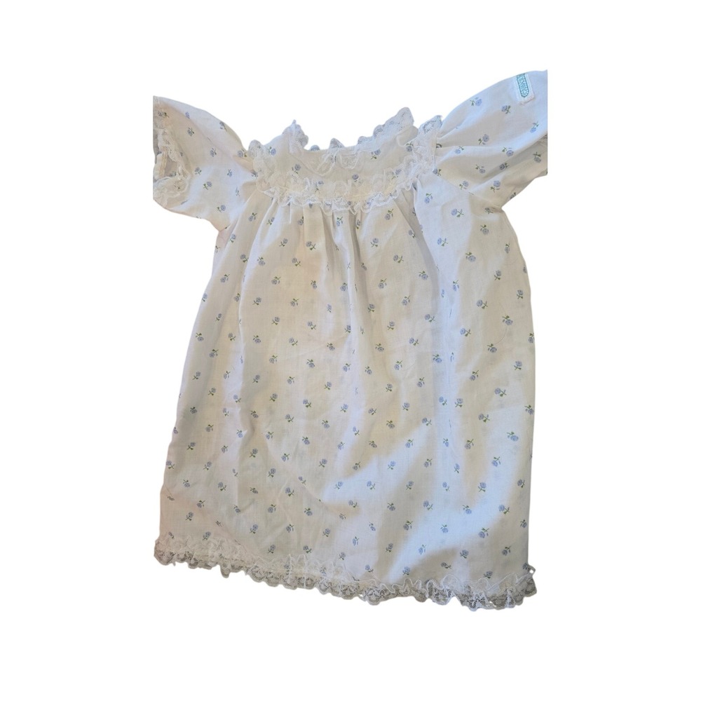 Vintage Cabbage Patch Kids Doll Dress White Blue Floral Lace Trim Replacement